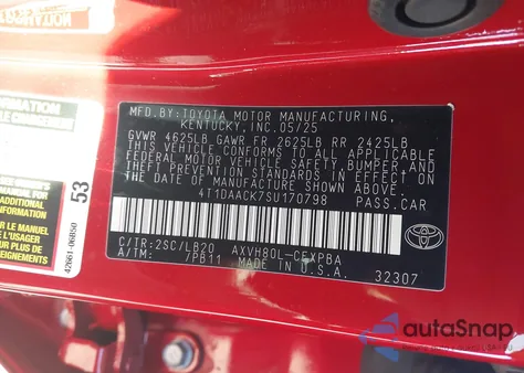 2025 Toyota Camry Xse из США, поврежденный, VIN 4T1DAACK7SU170798